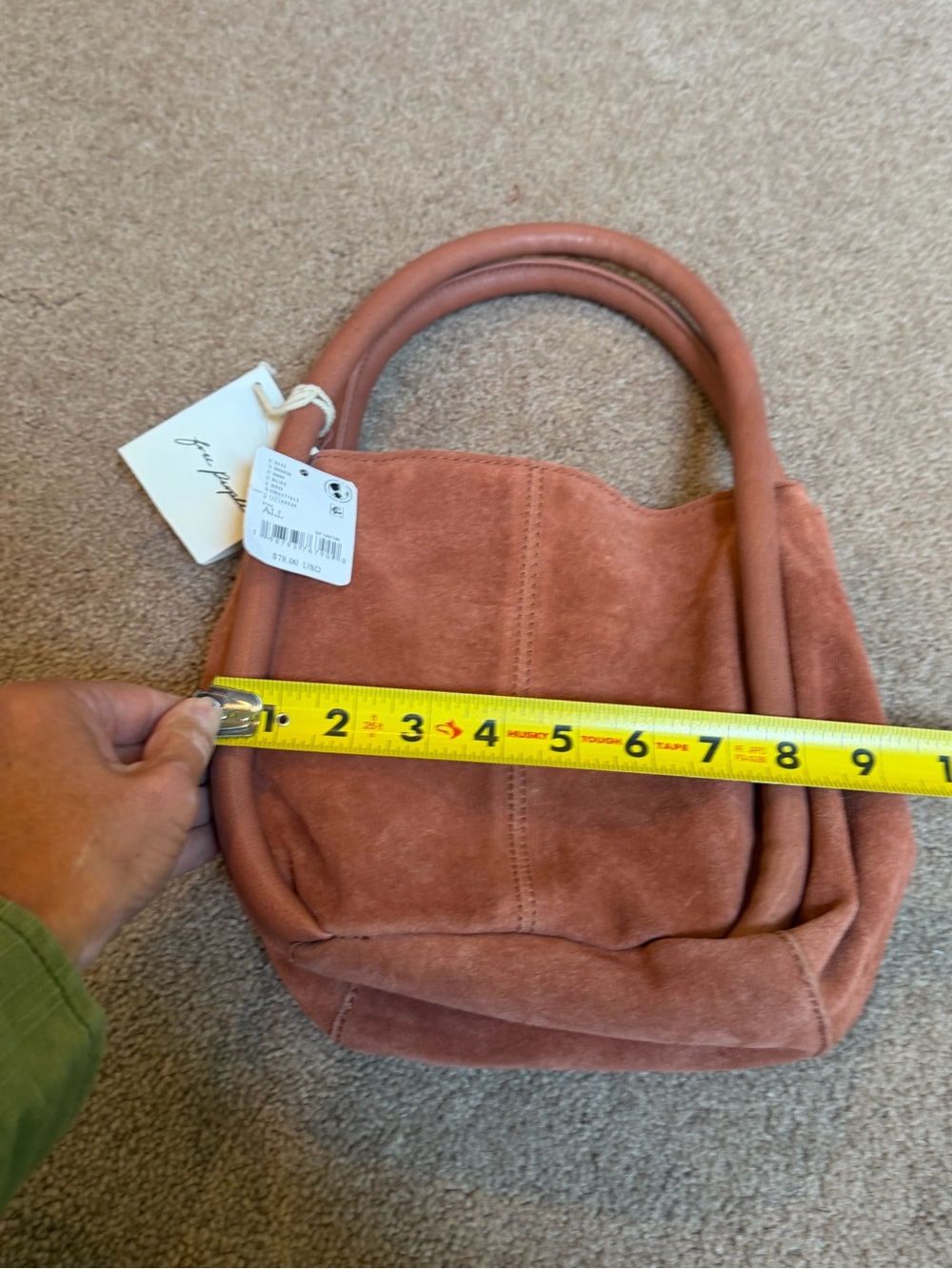 NWT new free people Barlow suede bucket bag tote rust orange brown - Picture 8 of 16